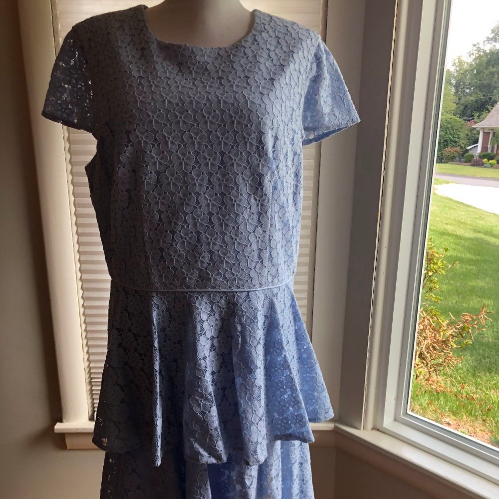 Floral Lace Overlay Light Blue Dress by Gal Meets Glam in US Size 14